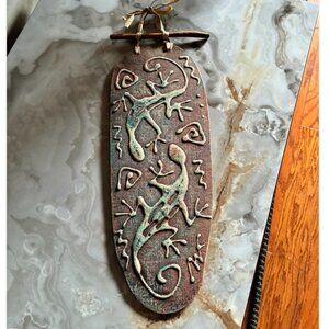 ORIGINAL CLAY CERAMIC WALL  ART, Lizards,  BY MARIA KENAROVA SANTA FE